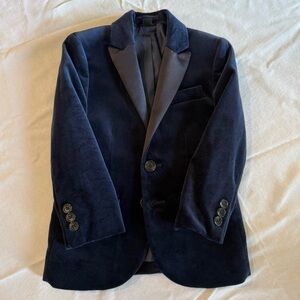 Boys Navy Velvet Blazer